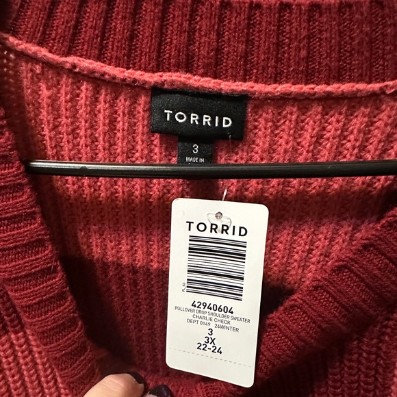 Torrid Bold Red and Pink Striped Sweater - Picture 3 of 3
